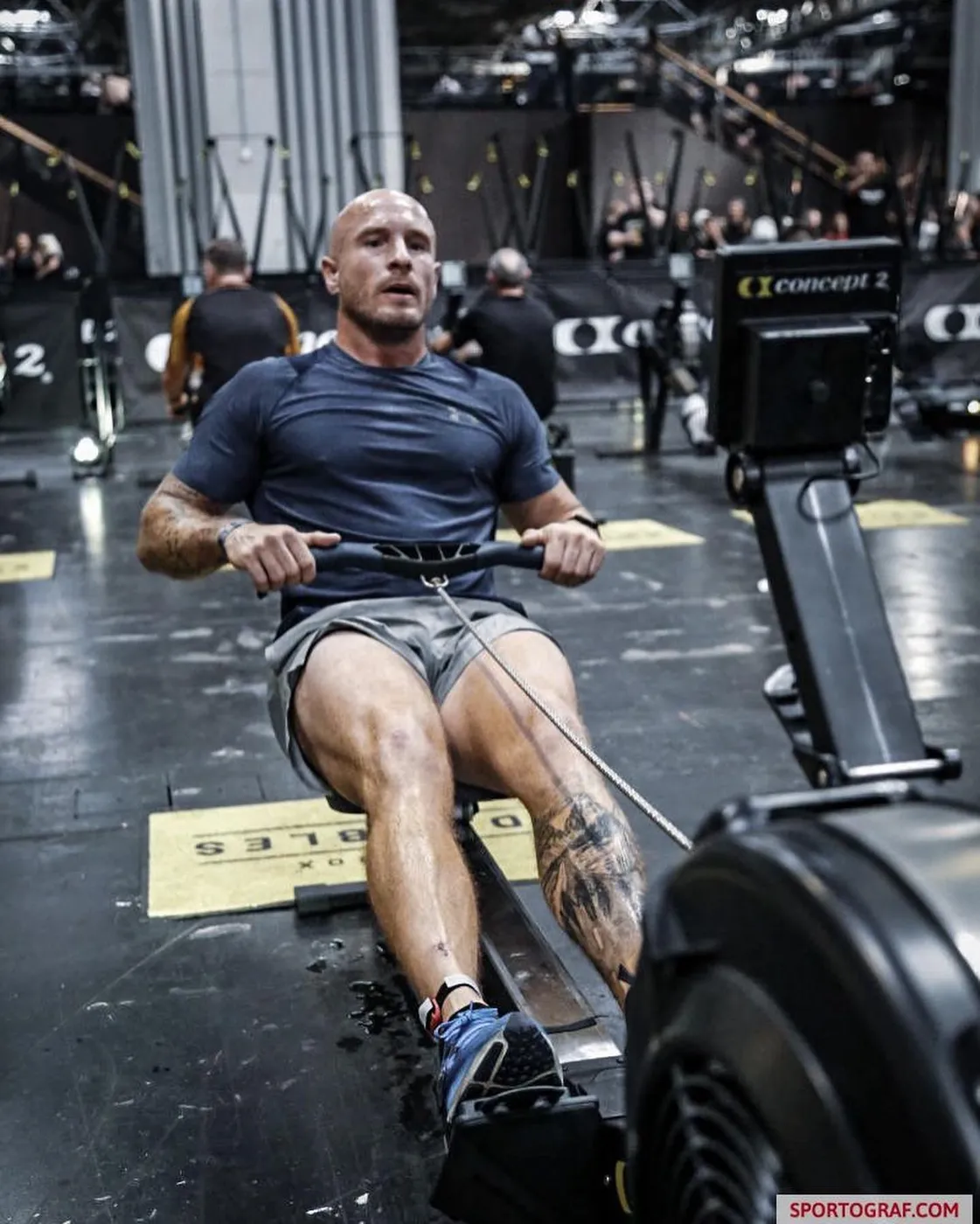 Steven training on the rowing machine